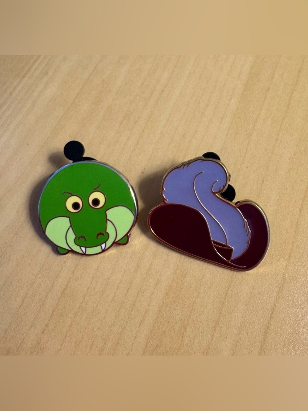 Disney Pins - Set of 2 Peter Pan Pins Captain Hook Hat Crocodile Tsum Tsum Pins